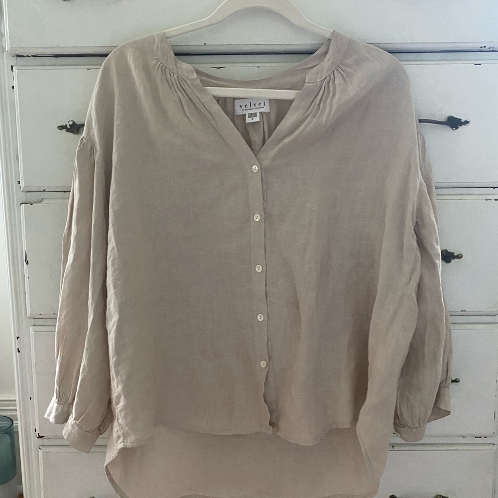 Velvet Women's Cream Button-Down Shirt